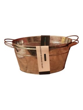 Servappetit Outdoor Beverage Tubs - Galvanized Metal Beverage Cooler ( Set Of 2)